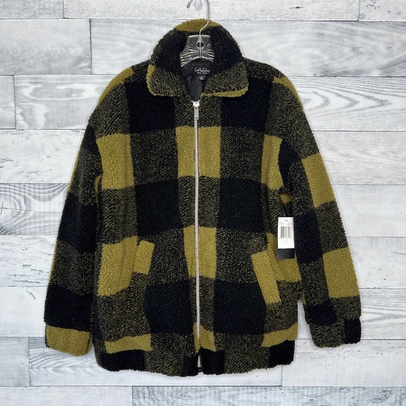 CoffeeShop Jackets & Blazers - Coffee Shop New York Plaid Sherpa Jacket